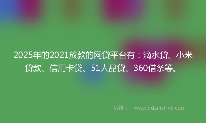 2025年的2021放款的网贷平台有：滴水贷、小米贷款、信用卡贷、51人品贷、360借条等。