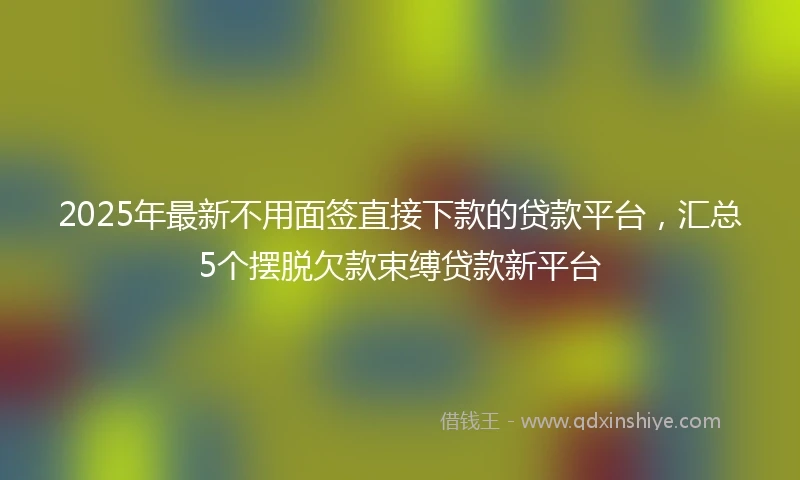 2025年最新不用面签直接下款的贷款平台，汇总5个摆脱欠款束缚贷款新平台