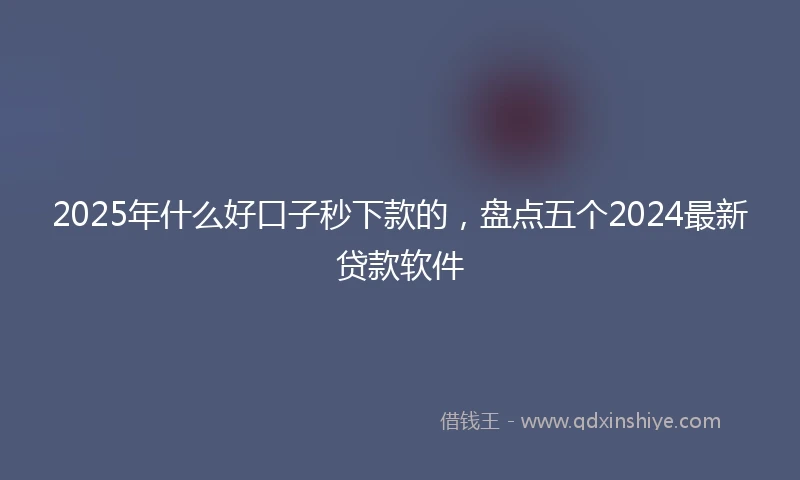 2025年什么好口子秒下款的，盘点五个2024最新贷款软件