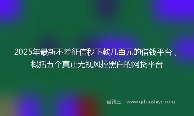 2025年最新不差征信秒下款几百元的借钱平台，概括五个真正无视风控黑白的网贷平台