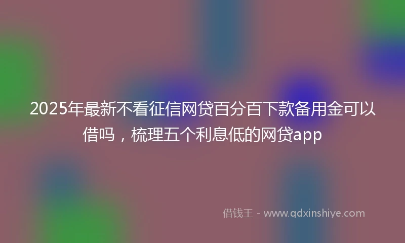 2025年最新不看征信网贷百分百下款备用金可以借吗，梳理五个利息低的网贷app