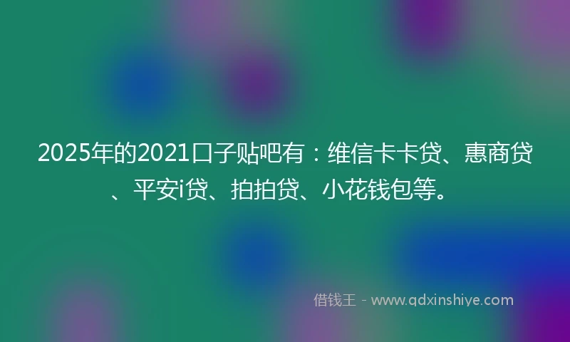 2025年的2021口子贴吧有：维信卡卡贷、惠商贷、平安i贷、拍拍贷、小花钱包等。