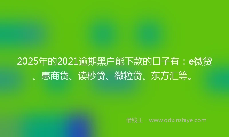 2025年的2021逾期黑户能下款的口子有：e微贷、惠商贷、读秒贷、微粒贷、东方汇等。