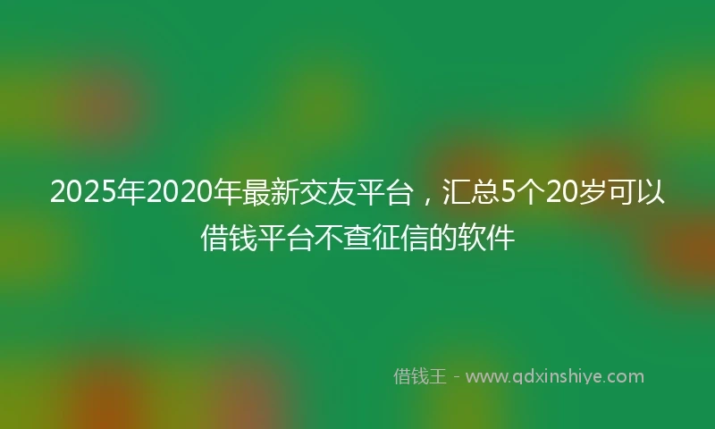 2025年2020年最新交友平台，汇总5个20岁可以借钱平台不查征信的软件