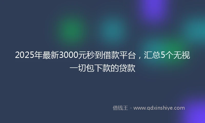 2025年最新3000元秒到借款平台，汇总5个无视一切包下款的贷款