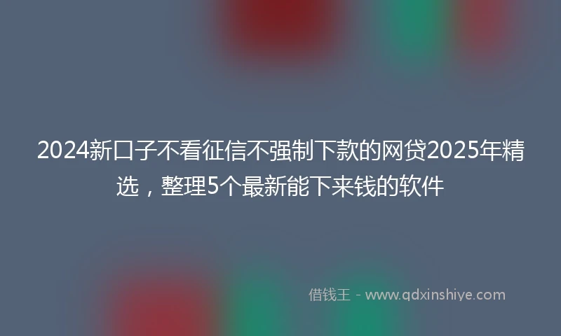 2024新口子不看征信不强制下款的网贷2025年精选，整理5个最新能下来钱的软件