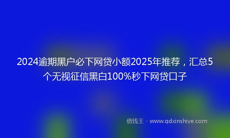 2024逾期黑户必下网贷小额2025年推荐，汇总5个无视征信黑白100%秒下网贷口子