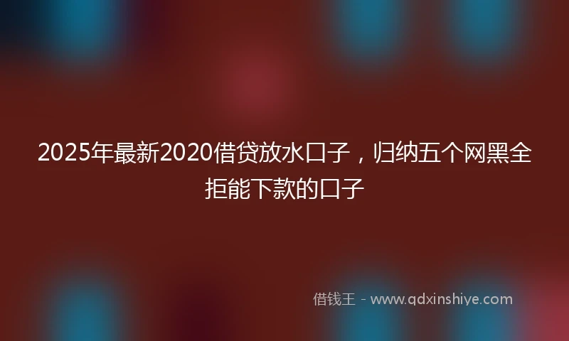 2025年最新2020借贷放水口子，归纳五个网黑全拒能下款的口子
