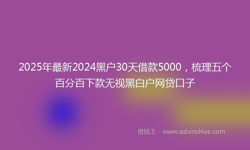 2025年最新2024黑户30天借款5000，梳理五个百分百下款无视黑白户网贷口子