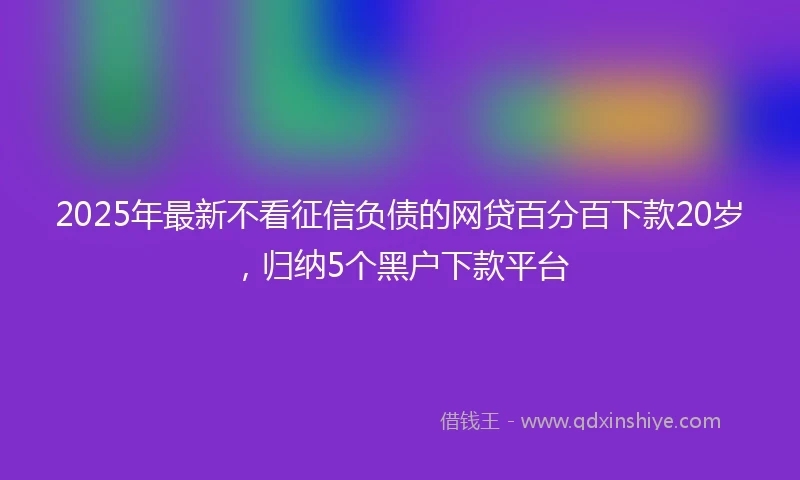 2025年最新不看征信负债的网贷百分百下款20岁，归纳5个黑户下款平台