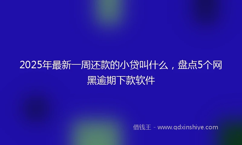 2025年最新一周还款的小贷叫什么，盘点5个网黑逾期下款软件