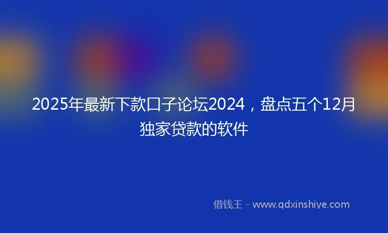 2025年最新下款口子论坛2024，盘点五个12月独家贷款的软件
