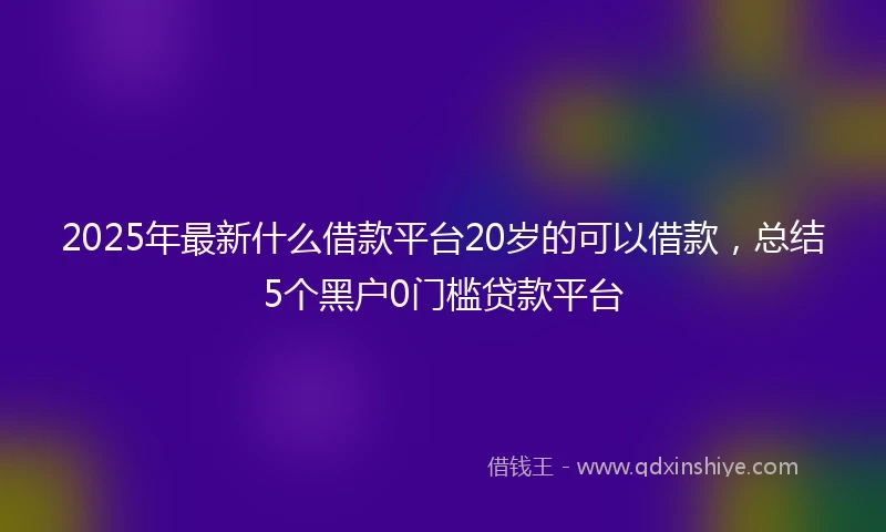 2025年最新什么借款平台20岁的可以借款，总结5个黑户0门槛贷款平台