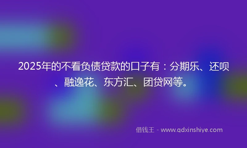 2025年的不看负债贷款的口子有：分期乐、还呗、融逸花、东方汇、团贷网等。