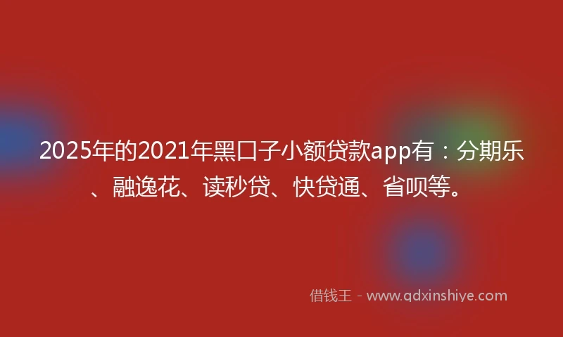 2025年的2021年黑口子小额贷款app有：分期乐、融逸花、读秒贷、快贷通、省呗等。