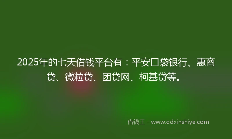2025年的七天借钱平台有：平安口袋银行、惠商贷、微粒贷、团贷网、柯基贷等。
