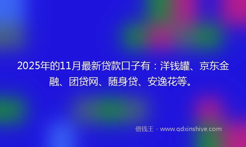 2025年的11月最新贷款口子有：洋钱罐、京东金融、团贷网、随身贷、安逸花等。