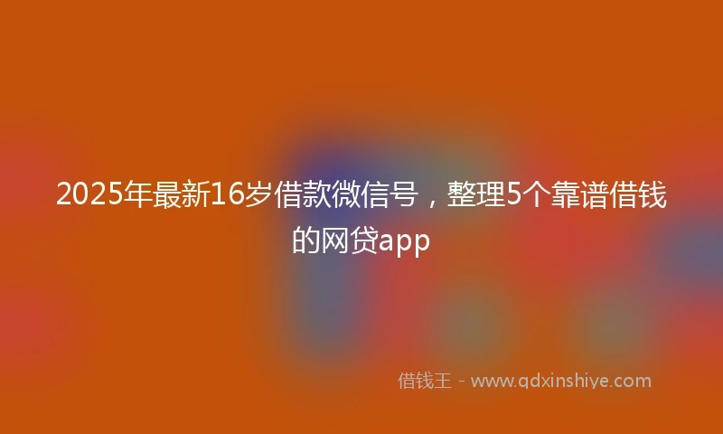 2025年最新16岁借款微信号，整理5个靠谱借钱的网贷app