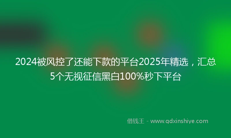 2024被风控了还能下款的平台2025年精选，汇总5个无视征信黑白100%秒下平台