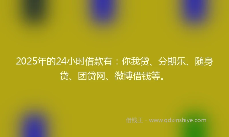 2025年的24小时借款有：你我贷、分期乐、随身贷、团贷网、微博借钱等。