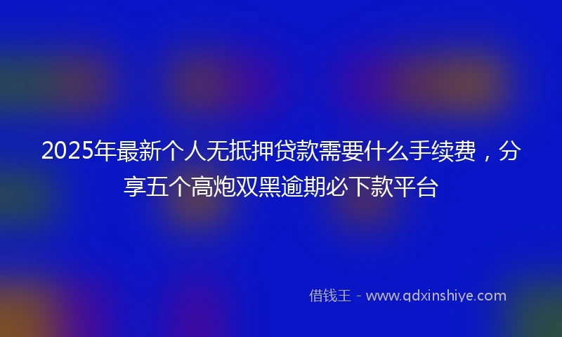 2025年最新个人无抵押贷款需要什么手续费，分享五个高炮双黑逾期必下款平台