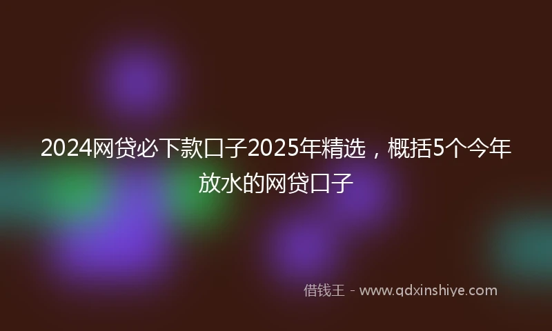 2024网贷必下款口子2025年精选，概括5个今年放水的网贷口子