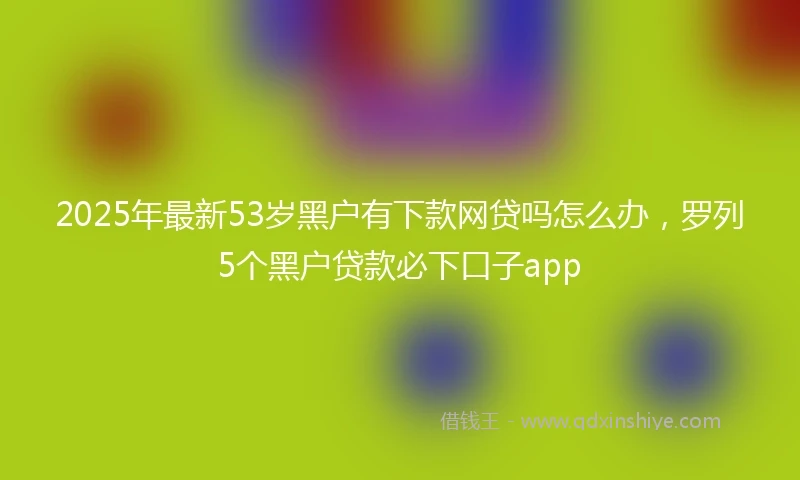 2025年最新53岁黑户有下款网贷吗怎么办，罗列5个黑户贷款必下口子app