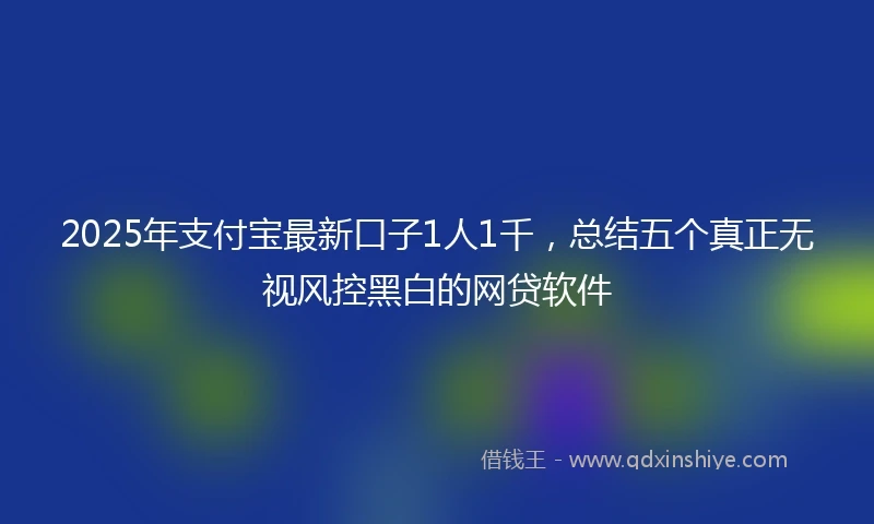 2025年支付宝最新口子1人1千，总结五个真正无视风控黑白的网贷软件