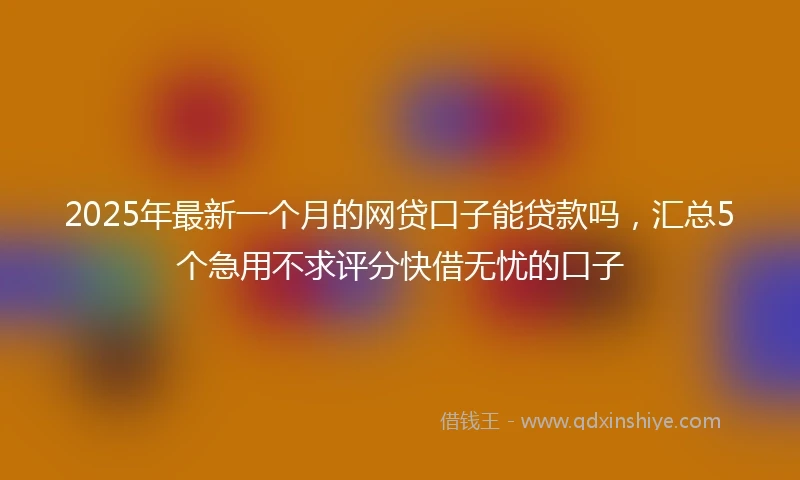 2025年最新一个月的网贷口子能贷款吗，汇总5个急用不求评分快借无忧的口子