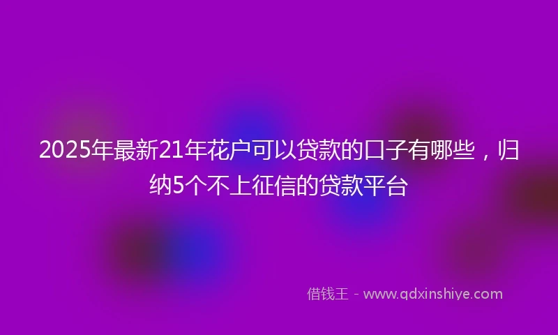 2025年最新21年花户可以贷款的口子有哪些，归纳5个不上征信的贷款平台