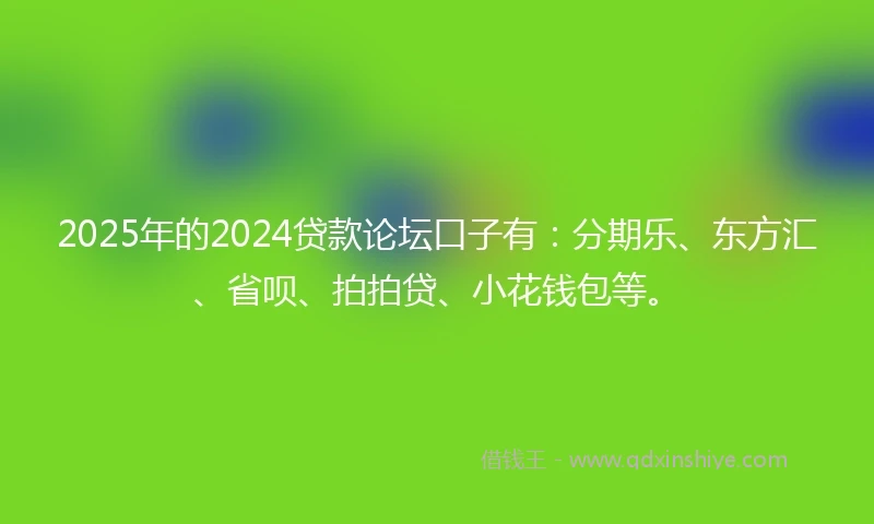 2025年的2024贷款论坛口子有：分期乐、东方汇、省呗、拍拍贷、小花钱包等。