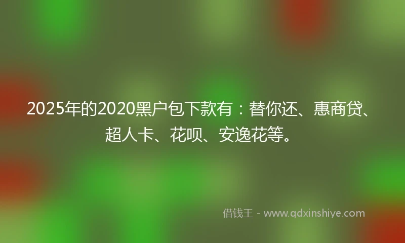 2025年的2020黑户包下款有：替你还、惠商贷、超人卡、花呗、安逸花等。