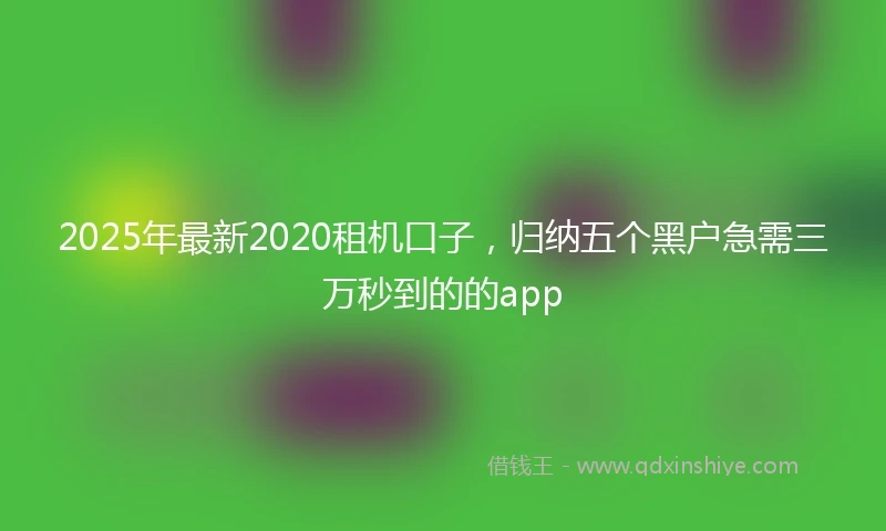 2025年最新2020租机口子，归纳五个黑户急需三万秒到的的app