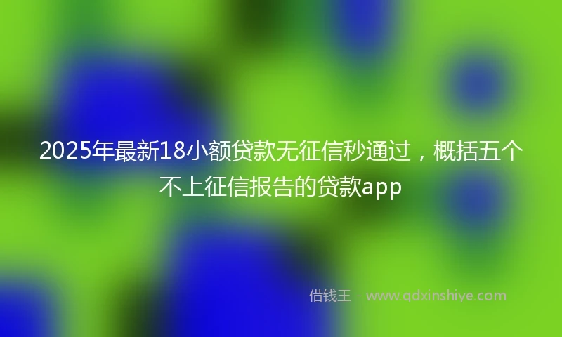 2025年最新18小额贷款无征信秒通过，概括五个不上征信报告的贷款app