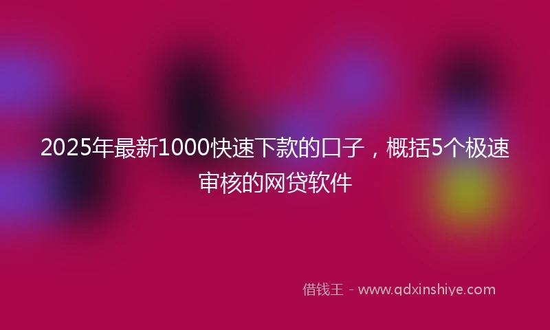 2025年最新1000快速下款的口子，概括5个极速审核的网贷软件