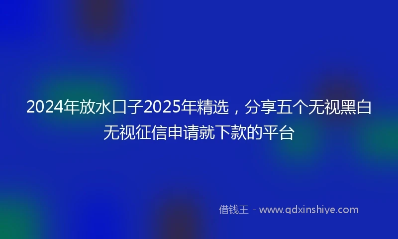 2024年放水口子2025年精选，分享五个无视黑白无视征信申请就下款的平台