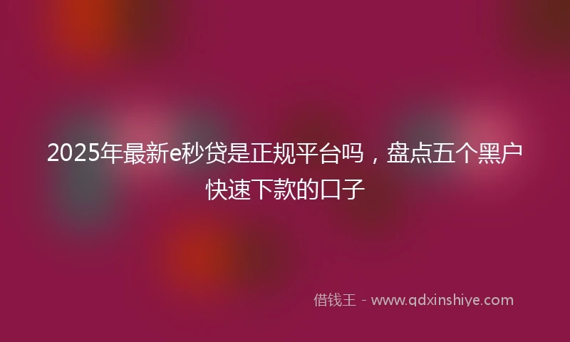 2025年最新e秒贷是正规平台吗，盘点五个黑户快速下款的口子