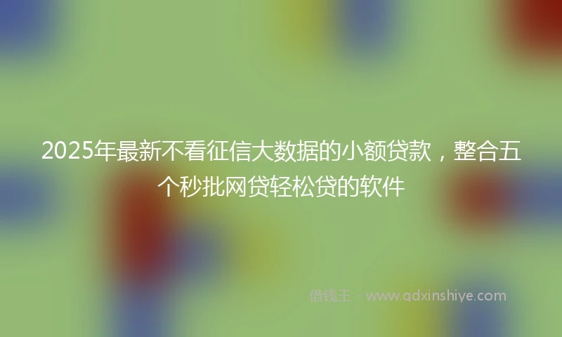 2025年最新不看征信大数据的小额贷款，整合五个秒批网贷轻松贷的软件