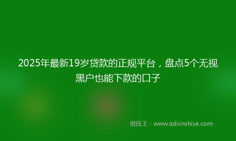 2025年最新19岁贷款的正规平台，盘点5个无视黑户也能下款的口子