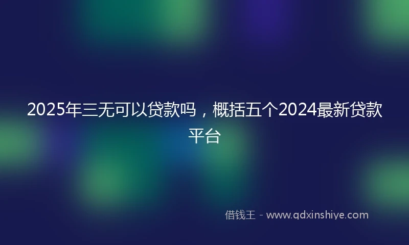 2025年三无可以贷款吗，概括五个2024最新贷款平台