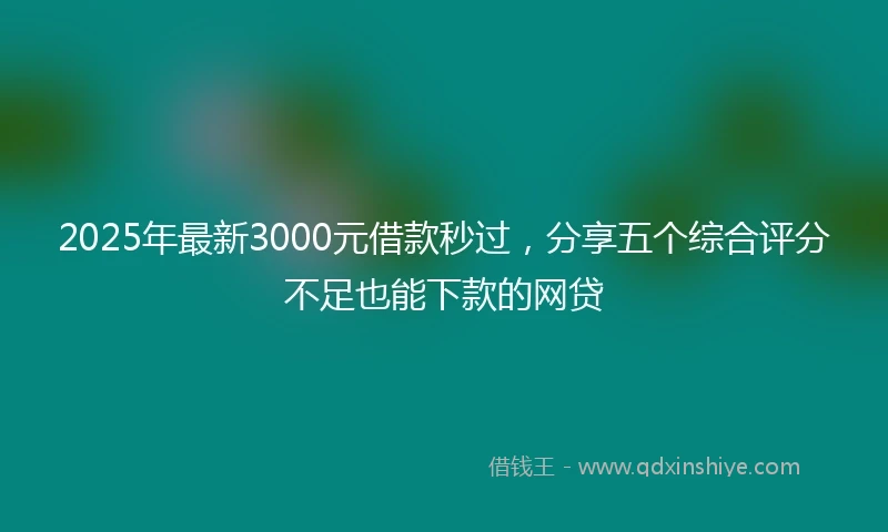 2025年最新3000元借款秒过，分享五个综合评分不足也能下款的网贷