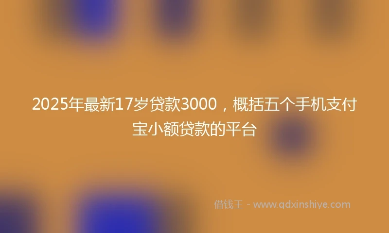2025年最新17岁贷款3000，概括五个手机支付宝小额贷款的平台