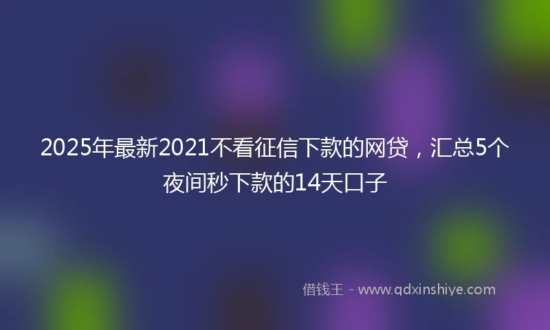 2025年最新2021不看征信下款的网贷，汇总5个夜间秒下款的14天口子