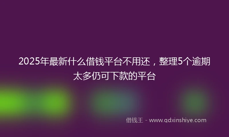 2025年最新什么借钱平台不用还，整理5个逾期太多仍可下款的平台