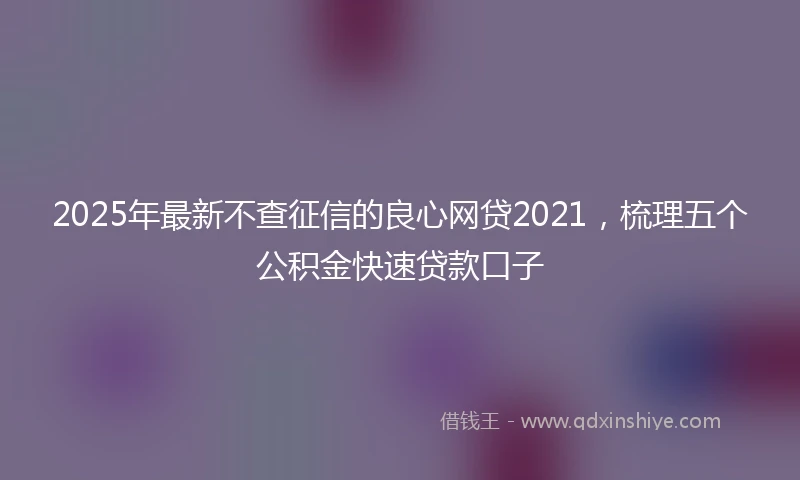 2025年最新不查征信的良心网贷2021，梳理五个公积金快速贷款口子