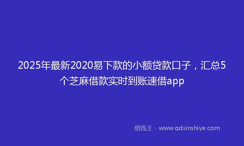 2025年最新2020易下款的小额贷款口子，汇总5个芝麻借款实时到账速借app