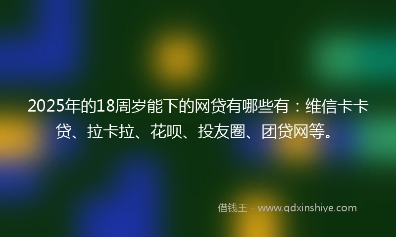 2025年的18周岁能下的网贷有哪些有：维信卡卡贷、拉卡拉、花呗、投友圈、团贷网等。