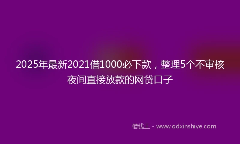 2025年最新2021借1000必下款，整理5个不审核夜间直接放款的网贷口子