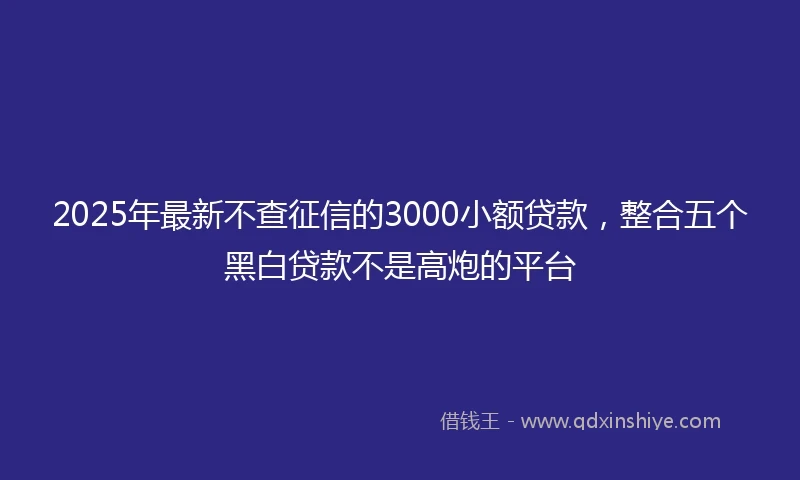 2025年最新不查征信的3000小额贷款，整合五个黑白贷款不是高炮的平台