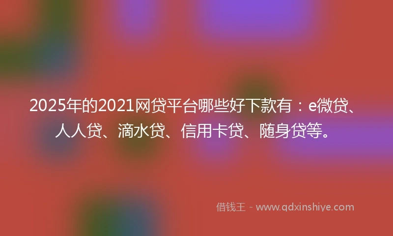 2025年的2021网贷平台哪些好下款有：e微贷、人人贷、滴水贷、信用卡贷、随身贷等。